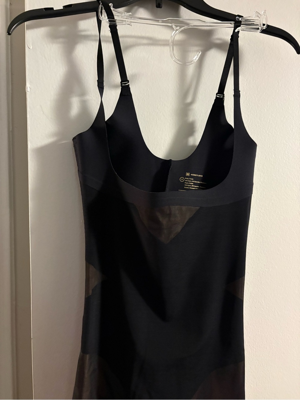 Honeylove Black Open Bust Mid-thigh bodysuit